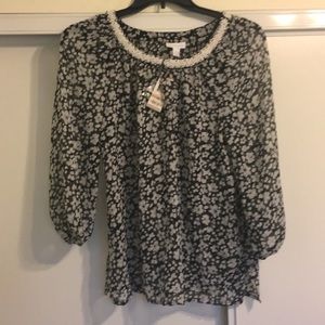 Sheer 3/4 sleeve blouse